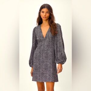 Nasty Gal V Neck Black and White Animal Print Mini Dress